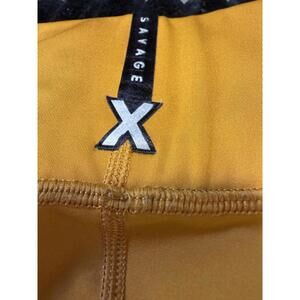 Savage X Fenty Sport Leggings 1X Mustard Yellow with Orange Stripe High Rise